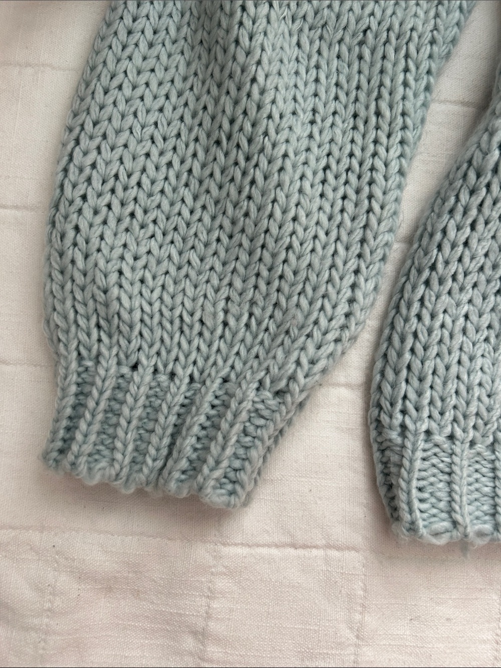 Chicwish Light Blue Sweater with Multicolor Ribbed Yoke - Picture 4 of 7